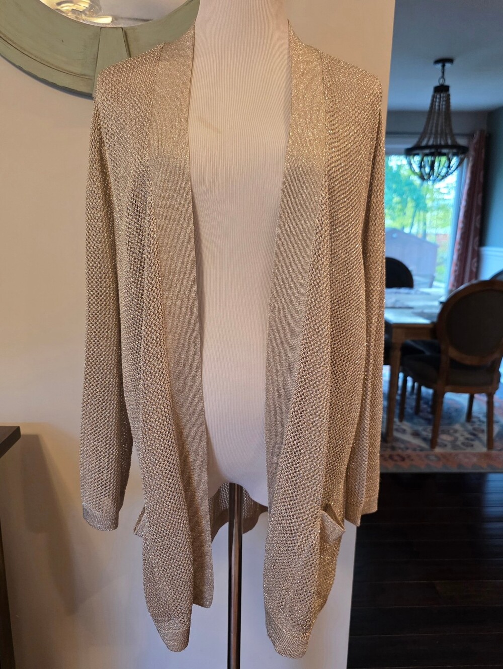 Chico's Travelers Size 3 (XL) RARE Gold Jules Pocket Cardigan Jacket New w/ Tags - Picture 2 of 9